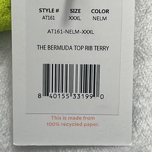 NWT Andie M, XXXL Lime Green The Bermuda Top Terry‎ Cloth Bikini Top NELM - Picture 9 of 16